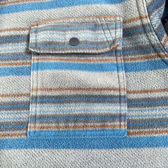 Voyager Mens Sherpa Shirt Jacket Gray Blue Striped Polar Fleece Lined Size Large - Picture 4 of 10